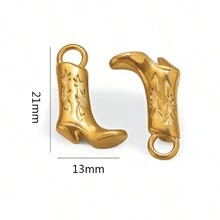 3pcs Stainless Steel 18K Gold-Plated Boots Pendant Pendant DIY Necklace Earrings Jewelry Accessories Making