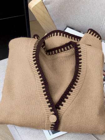 Women's Sweater, Autumn/Winter, American Style High-End Personalized Fashion Niche Thickened Retro Casual Knit Cardigan Sweater