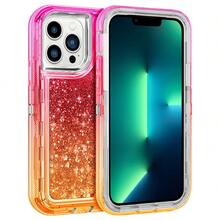 Modes Wireless For IPhone 15 Pro 6.1 Inch Dual Layer Protective Shockproof Tough Defender Sparkling Liquid Glitter Heart Case Cover - 粉紅色/金色 - 查看 2