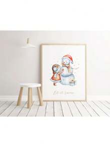1 件圣诞节海报可爱卡通绘画海报麋鹿圣诞老人帆布印刷节日海报墙壁艺术装饰画家居装饰无框，圣诞礼物 - 彩色 - 查看 18