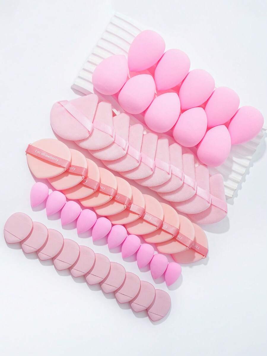5/10/20/30/40/50/60/80/100PCS Makeup Tools Set Including:10PCS Makeup Sponges For Liquid Makeup+10PCS Mini Makeup Sponges For Liquid Makeup+10PCS Triangle Powder Puffs For Loose Powder And Makeup Setting+10PCS Air Cushion Powder Puffs For Facial Makeup+10PCS Mini Air Cushion Powder Puffs For Facial Concealer Makeup - 粉色 - 查看 1