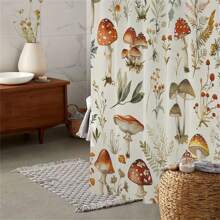 Ultimate Waterproof Shower Curtain With Mushroom And Plant Print - Includes 12 Hooks - Machine Washable - Artistic Design - Polyester Material - Woven Fabric Home Bathroom Decor Fall Decor Bathroom Accessories Back To School