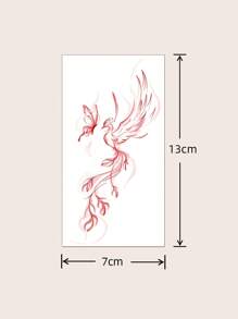 1 张防水彩色凤凰纹身贴，简约中国风设计，适合手部和腿部，男女通用，日常使用 - 彩色 - 查看 5