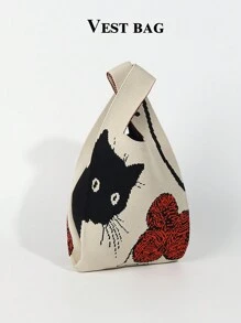 1把钩针编织透气便携猫咪图案雨伞，可折叠用作化妆包/手提袋，适合日常、度假、通勤、购物、摄影、旅行、露营、徒步、返校、节日等各种场合，是送给妈妈的理想礼物。 - 彩色 - 查看 5