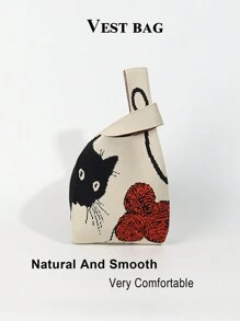 1把钩针编织透气便携猫咪图案雨伞，可折叠用作化妆包/手提袋，适合日常、度假、通勤、购物、摄影、旅行、露营、徒步、返校、节日等各种场合，是送给妈妈的理想礼物。 - 彩色 - 查看 3