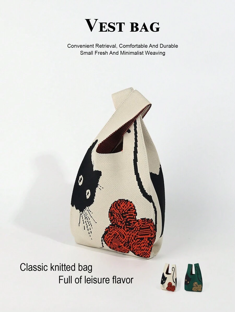 1把钩针编织透气便携猫咪图案雨伞，可折叠用作化妆包/手提袋，适合日常、度假、通勤、购物、摄影、旅行、露营、徒步、返校、节日等各种场合，是送给妈妈的理想礼物。 - 彩色 - 查看 1