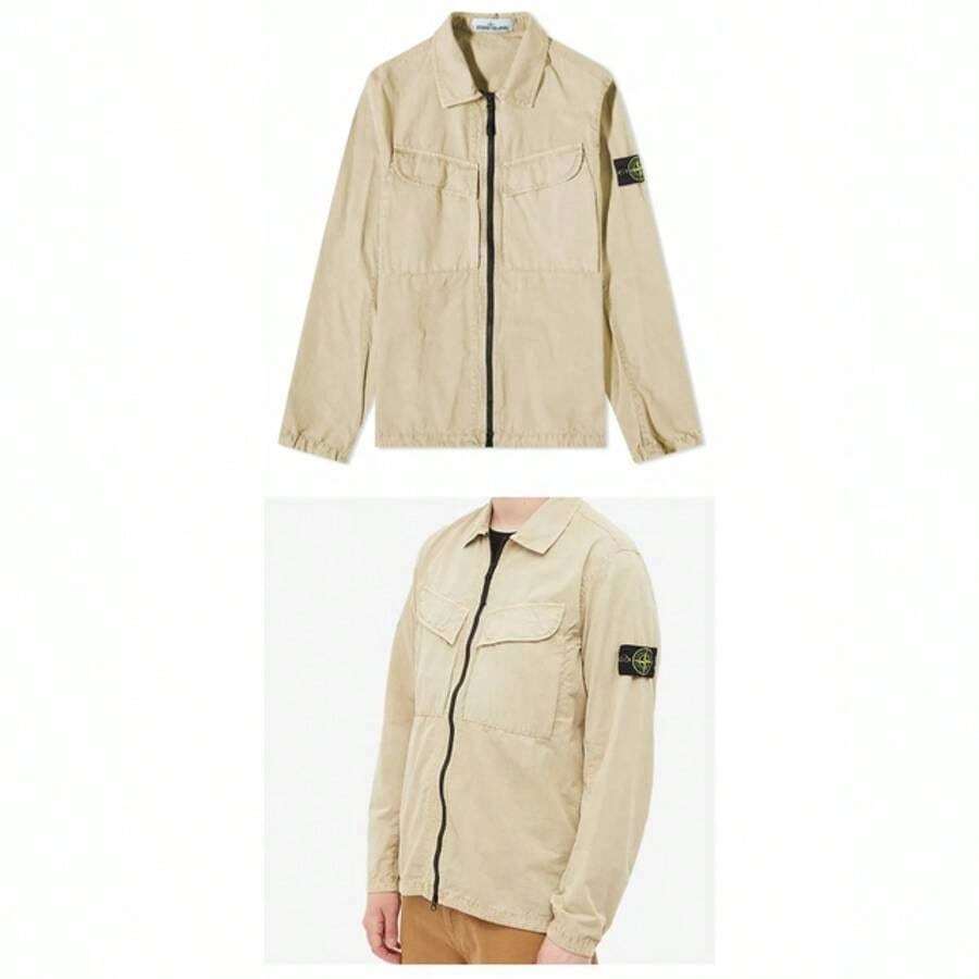 Stone Island Wappen Patch Old Effect ZipUp Jacket Beige SHEIN USA