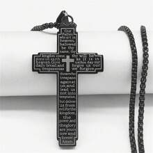 Christian Cross Bible Necklace For Women Stainless Steel Gold Our Father Men Chain Jewelry For Men Women Fashion Accessories Thanksgiving Gift - Necklace - View 6
