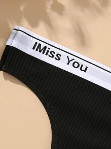 1 Stück Damen Tanga Slip für Yoga, sexy nahtloser Tanga Unterwäsche mit Sportlogo, bequem, leicht, schwarz