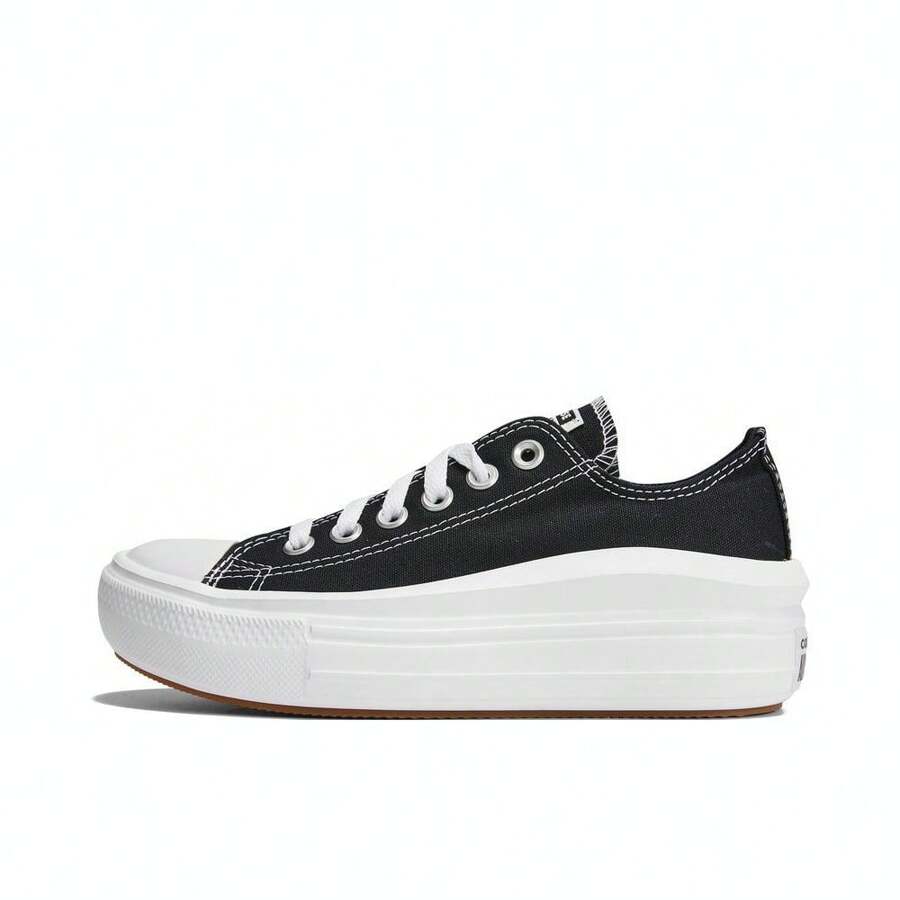 Converse All Star Move 女士 Cloud 厚底低帮帆布鞋，黑色 570256C - 黑色 - 查看 1