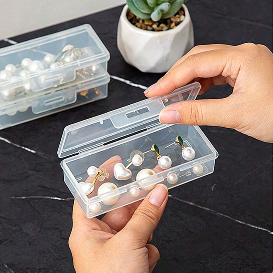 4 szt./1 szt. Przezroczyste przenośne kwadratowe pudełko do przechowywania biżuterii z wieloma kratkami na naszyjniki, kolczyki, pierścionki i akcesoria