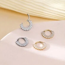 1 chiếc khuyên tai tròn titan hai hàng Zirconia cho phụ nữ xỏ khuyên sụn vành tai Daith trang sức cơ thể - TF649 - Xem 6