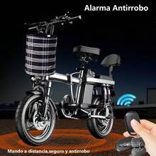 NINOTO Bicicleta Eléctrica Plegable14 Pulgadas 45km/h Con Led Autonomía 60km Real Color Negro Ligera Espalda 7 Armortiguado - Negro - Ver 9