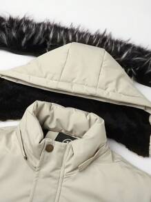 男士休闲保暖连帽夹克，冬季百搭 - 卡其色 - 查看 7