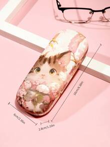 1pc Cute Leaf Print Glasses Case Fashion PU Leather Sunglasses Glasses Box Cover Portable Eyeglasses Case Holder Pink - Multicolor - View 9
