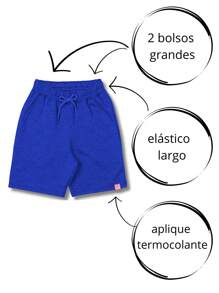 Kit With 3 Children's Shorts For Boys With 2 Sweatshirt Pockets - Royal Blue - View 2