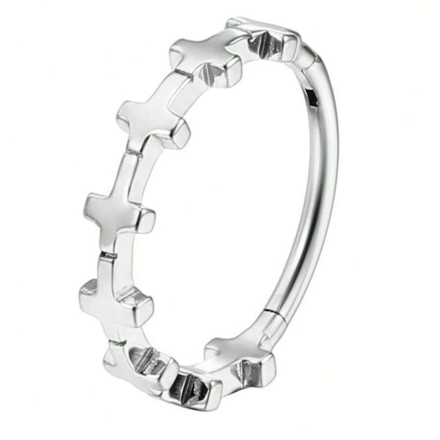 PIERCING RING SURGICAL STEEL PVD ARTICULATED SEGMENT CROSS - Bạc - Xem 1