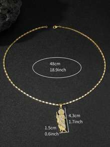 1 件时尚嘻哈奢华方晶锆石耶稣圣裘德吊坠项链，适合节日和日常佩戴，高端节日礼物珠宝 - 金黃色-白石 - 查看 4