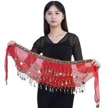 Váy múa bụng cho nữ Thái Lan/Ấn Độ/Ả Rập Khăn quấn hông Váy múa bụng cho nữ Trang phục biểu diễn có tua rua kim sa - Nhiều màu - Xem 12