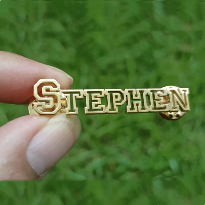 Customized Name Brooch, Personalized Hollow Name Brooch, Stainless Steel Gentleman Brooch, Men's Suit Lapel Brooch, Fashionable Jewelry For Men