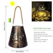 1 Stück Solar betriebene dekorative Laterne mit Schmetterling/Sonnensymbol/Kreis Design aus Eisen, einfache pastorale Gartenbeleuchtung, Schatten-Effekt, wasserdicht, zum Aufhängen, Außenbeleuchtung für Wege, Garten, Terrasse