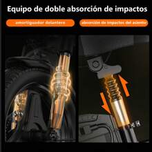 NINOTO Bicicleta Eléctrica Plegable14 Pulgadas 45km/h Con Led Autonomía 60km Real Color Negro Ligera Espalda 7 Armortiguado - Negro - Ver 8