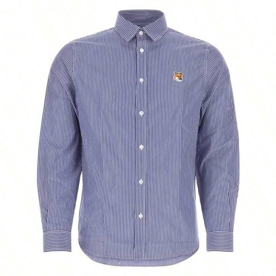 Maison Kitsuné Fox Head Stripe Long Sleeve Shirt Blue - Màu xanh lam - Xem 1