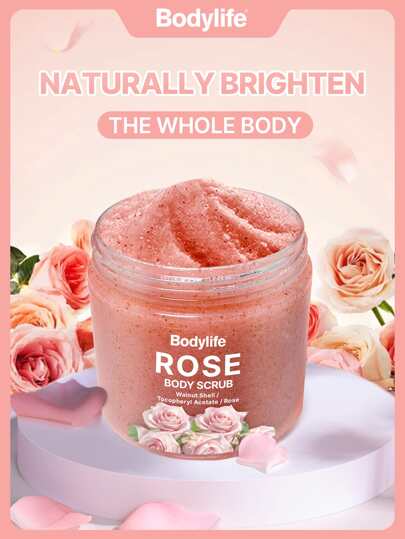 1瓶200克玫瑰身体磨砂膏，去角质保湿，舒缓花香，深层清洁，温和抛光，滋养肌肤，令肌肤光滑透亮。