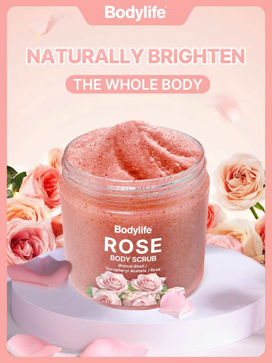 1瓶200克玫瑰身体磨砂膏，去角质保湿，舒缓花香，深层清洁，温和抛光，滋养肌肤，令肌肤光滑透亮。 - 玫瑰 - 查看 1