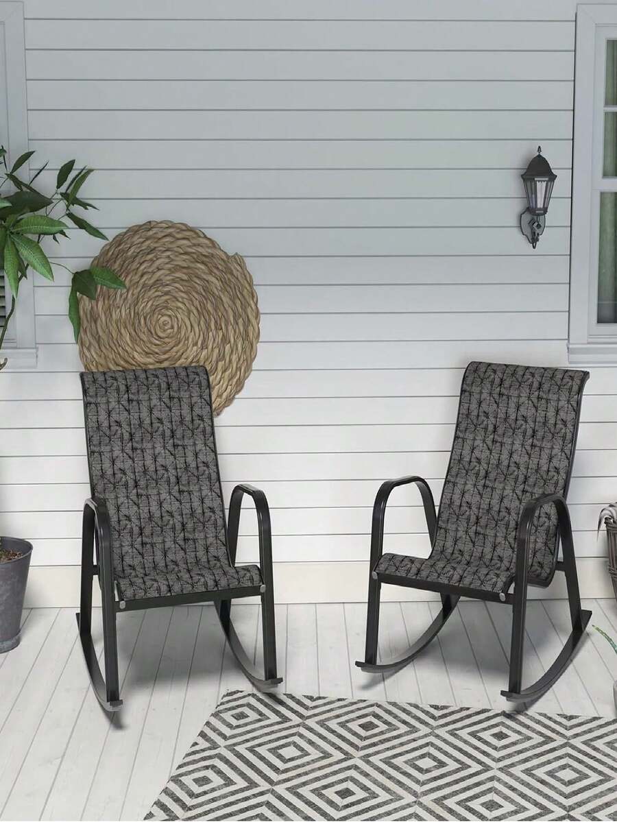Olilawn Outdoor Rocking Chair Mesh Sling Rocker Seating Outside For