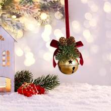 Christmas Bell Bow With Pinecones Hanging Decor For Christmas Tree Holiday Party - vàng - Xem 5