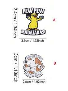 1 件独特可爱小黄鸭/可爱小狗卡通动物金属胸针 - 男女街头风格配饰服装围巾装饰 - 彩色 - 查看 3