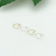 2 piezas Pendiente de aro de la nariz de plata de ley 925 con forma de N y circonita cúbica estelar exquisita de 3,0 mm para mujeres
