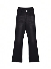 休闲百搭的水洗喇叭裤，适合秋季日常穿着