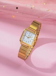 3 件套女士优雅高品质条形指针表盘钢表带石英表礼盒套装，适合生日、万圣节