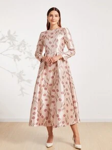 女士优雅花卉刺绣礼服，晚礼服，适合婚礼宾客、毕业典礼、晚宴 - 彩色 - 查看 5