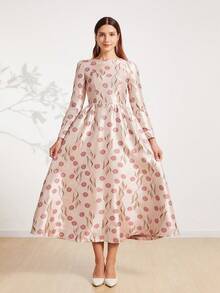 女士优雅花卉刺绣礼服，晚礼服，适合婚礼宾客、毕业典礼、晚宴 - 彩色 - 查看 9