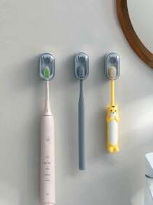 3 pièces Set de support pour brosse à dents, organisateur mural sans perçage pour tasse de salle de bain et brosse à dents électrique