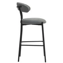 26'' Counter Height Bar Stools Teddy Fabric Cover Kitchen Island Counter Bar Stool With Black Powder Coating Base And Footrest(Grey) - 灰色 - 查看 5