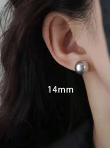 GAGAFEEL 1 Đôi bông tai bạc S925 đính ngọc trai trắng kích thước 3mm/4mm/5mm/6mm/8mm/10mm/12mm/14mm, kiểu dáng tối giản sang trọng, bông tai cá nhân hóa, quà tặng sinh nhật cho bé gái - Xám - Xem 4