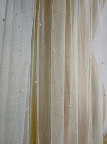 1 Pc Faux Pearl Length 2.3M(91Inch) Soft Glitter Tulle Wedding Bridal Veil With Metal Comb White Ivory Fall Clothes For Women Valentine's Day Accessories - Multicolor - View 6