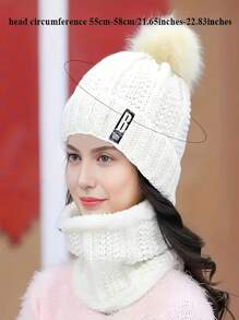 2 件套：针织帽和围巾 - 厚毛绒，防风，温暖舒适，适合秋冬季 - 帽子圍巾兩件套 - 查看 4