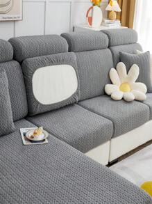 1pc Solid Color Jacquard Velvet Wheat Pattern Anti-Scratch Universal Sofa Cover, Hat-Style Sofa Slipcover, Elastic Stretch Sofa Protector, Modern Minimalist L-Shaped Non-Slip Sofa Cover, Suitable For 1/2/3/4 Seat Sofa In Living Room - Dark Grey - View 6