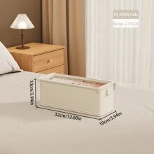 1/2/3 包带盖大号储物箱，装饰性储物盒，用于衣物的织物储物盒，壁橱整理器和储物架，用于整理金属丝架壁橱书架，米色，正装裤鞋牛仔裤靴子裙子 - 米色 - 查看 18