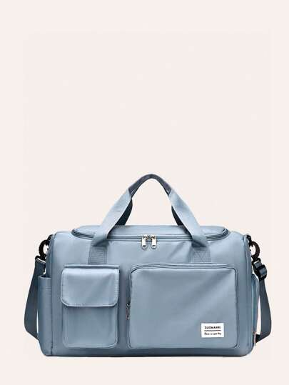 Bolsa de equipaje de mano plegable de nailon sólido con compartimento independiente para zapatos, bolsa de almacenamiento para ropa deportiva, yoga, fitness, bolsa de viaje, bolsa para la escuela, accesorios escolares