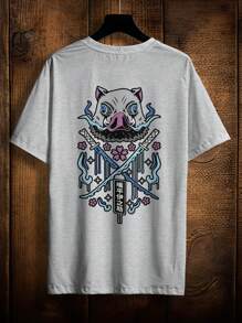 T-Shirt Shirt Dem Slayer Anime Manga Inosuke Ref 2113 VEST NERD - 灰色 - 查看 1