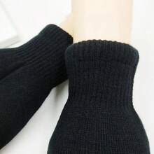 2/1pair Winter Cold-Proof Fleece Knitted Gloves Warmers Gloves Soft Warm Double Layer Male Thickened Cycling Gloves Ski Gloves For Women Men - Black - View 8