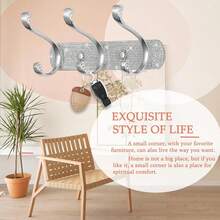 1/2PCS Home Organizer Coat Rack Mount, Shiny Silver Rhinestones Wall Mounted 3/4/5 Hooks, Key Hooks Decorative For Double Wall, Hook Rack Suitable For Hat Towel Purse Robes Bathroom Entryway - Silver - View 13