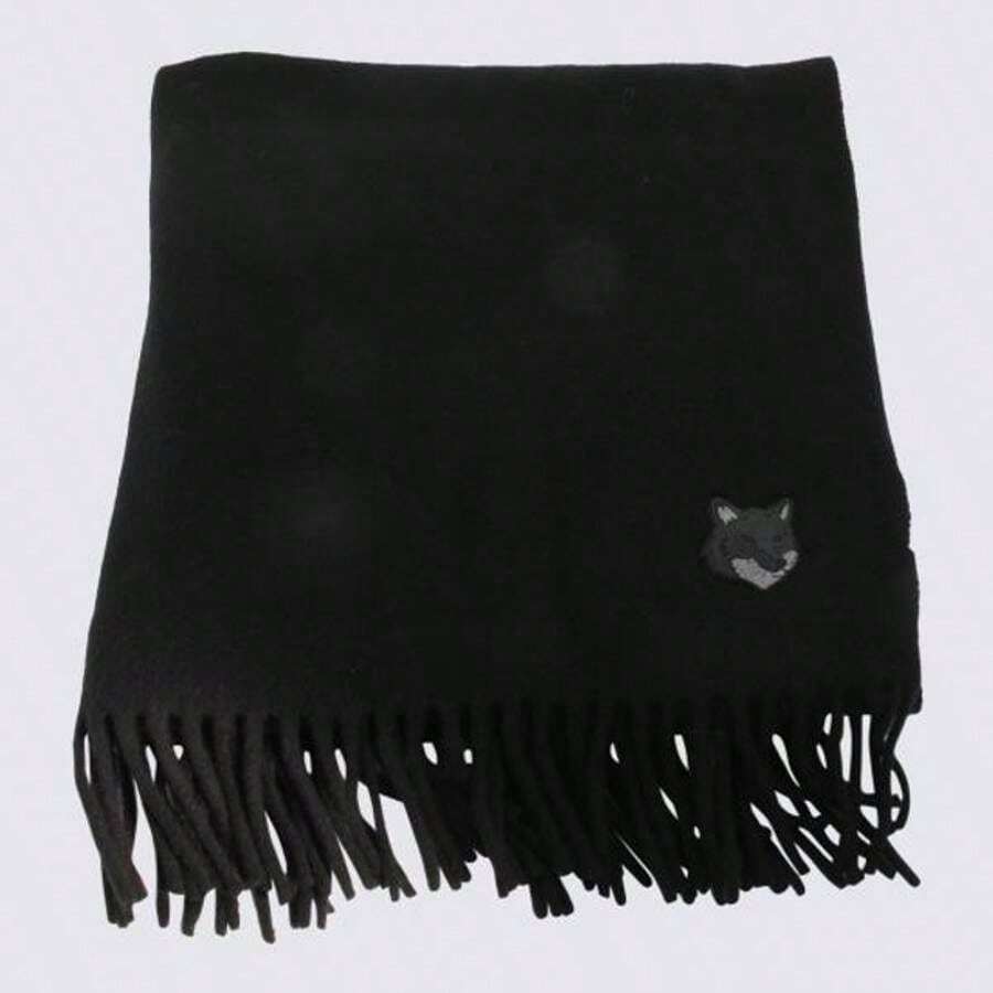 Maison Kitsuné Wool Fox Head Muffler Black SHEIN USA
