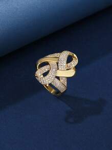 1 件女士时尚空心扭曲设计戒指，多种金属颜色可供选择 - 000567 - 查看 5